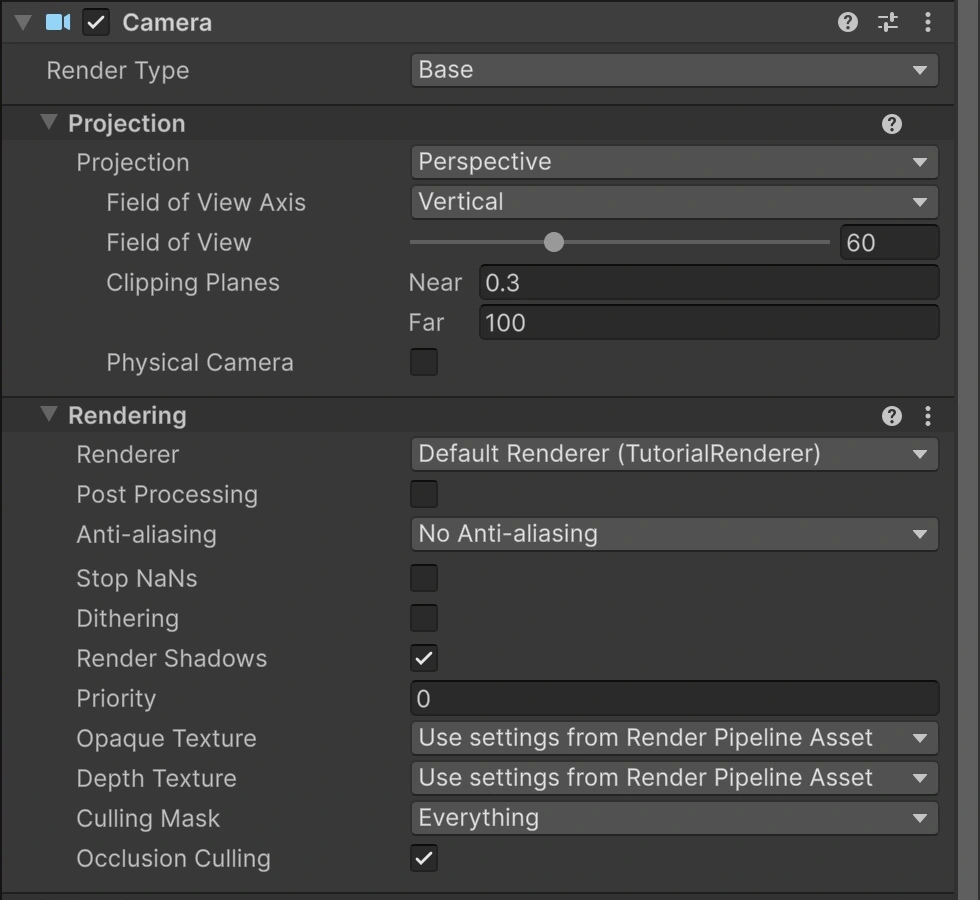 Main Camera has Occlusion Culling enabled in its Rendering section. The setting belongs to this camera and must be checked for other relevant views.